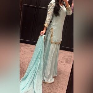 Elegant Light Blue Embellished Dress